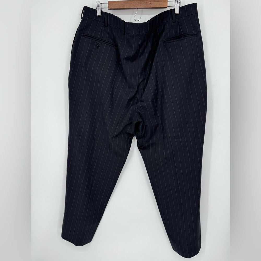Jos. A. Bank Traveler Collection Black Pinstripe Trousers Size 42R 100% Wool - Picture 2 of 4